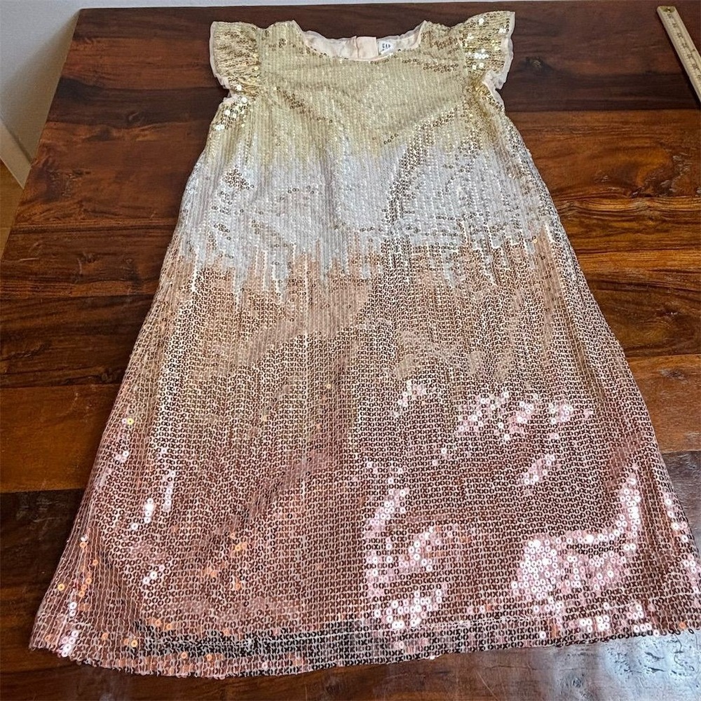 Gap Kids 2XL Gold and Pink Ombre Sequin Dress Girls Party Special Occasion